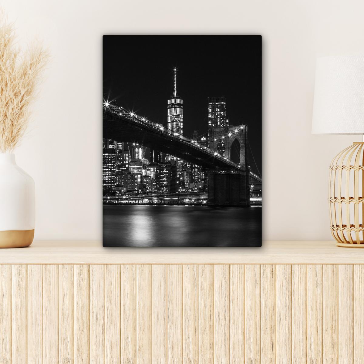 LEINWANDBILD New York - Brooklyn - Brücke Room Decor 30x40 cm - Schwarz, Textil (30/40cm) - MuchoWow