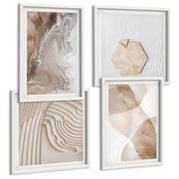 BILDER SET 4er Set - 50x50 cm & 40x60 cm Weißer Rahmen - Abstrakte bemalte Strukturen - Weiß, Kunststoff (50/50cm) - TULUP