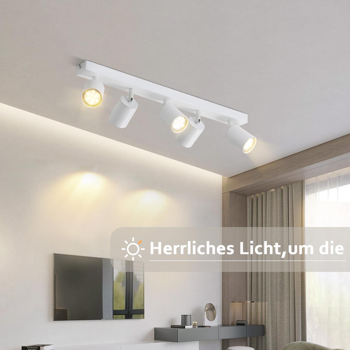 DECKENSTRAHLER Roger 5-flammig 55/3/14 cm - Weiß, Metall (55/3/14cm) - Nettlife
