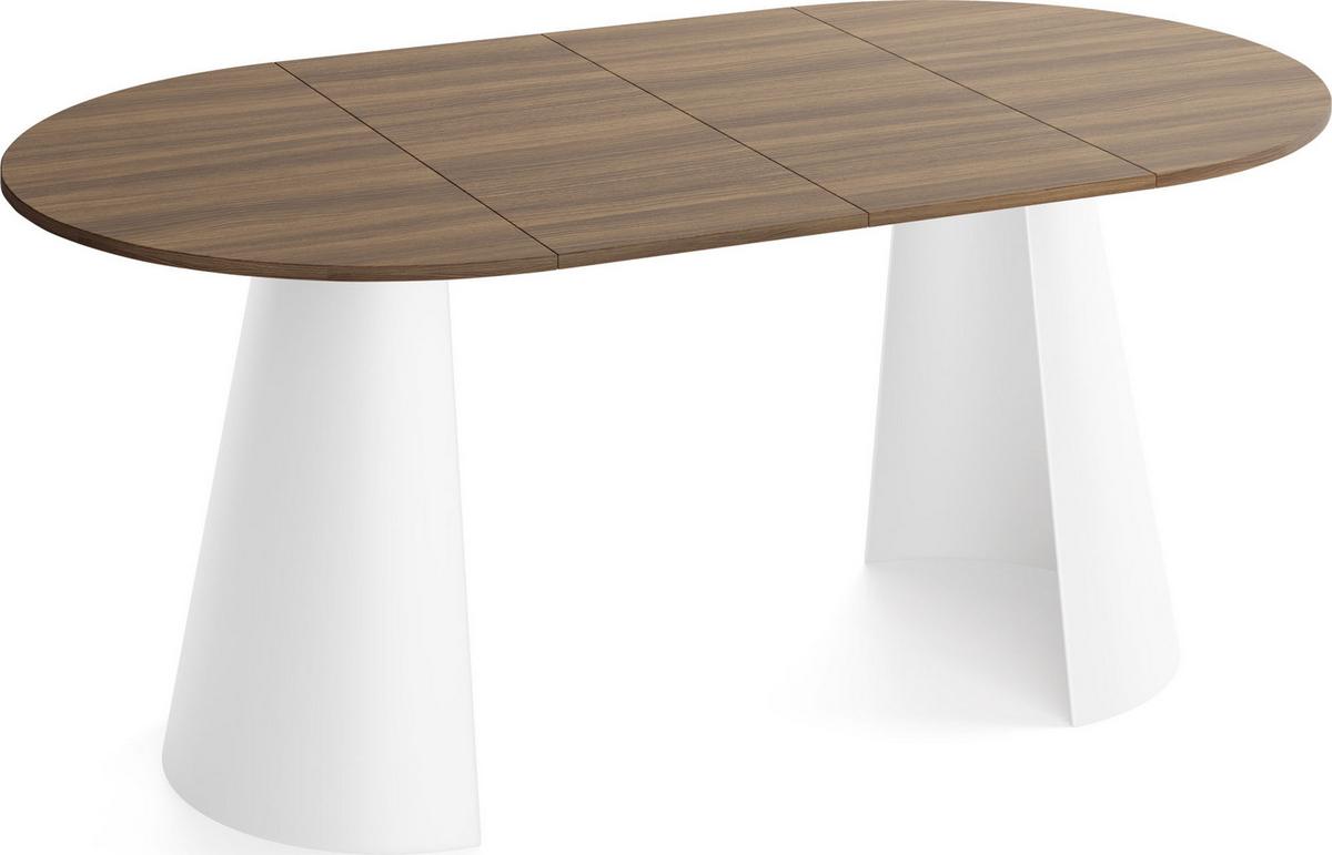 ESSTISCH Lamio runder ausziehbarer, Walnuss Braun 100-180/100/76 cm - Walnussfarben/Weiß, Holzwerkstoff/Metall (100/176/76cm) - WFL GROUP