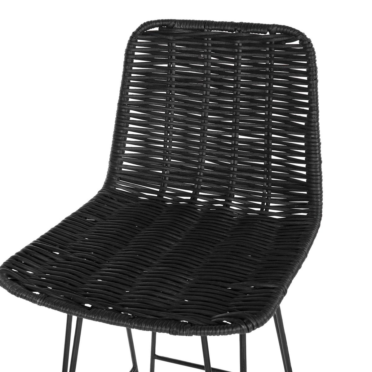 BARHOCKER 2er-Set Rattan Schwarz Cassita - Schwarz, Naturmaterialien/Metall (43/103/47cm) - Beliani