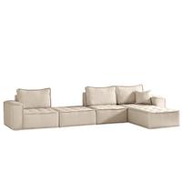 ECKSOFA Sande Xl In Raven - Creme, Holzwerkstoff/Textil (372/192cm) - Fun Möbel