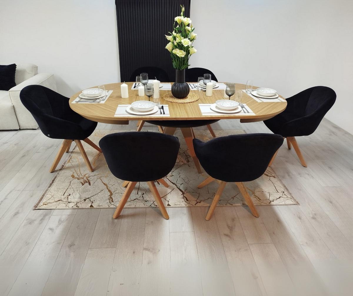 ESSTISCH INTARSIO Ausziehbar 120 - 220 / 120 x 76 cm - Eichefarben, Holz (120/120/76cm) - MASSENO