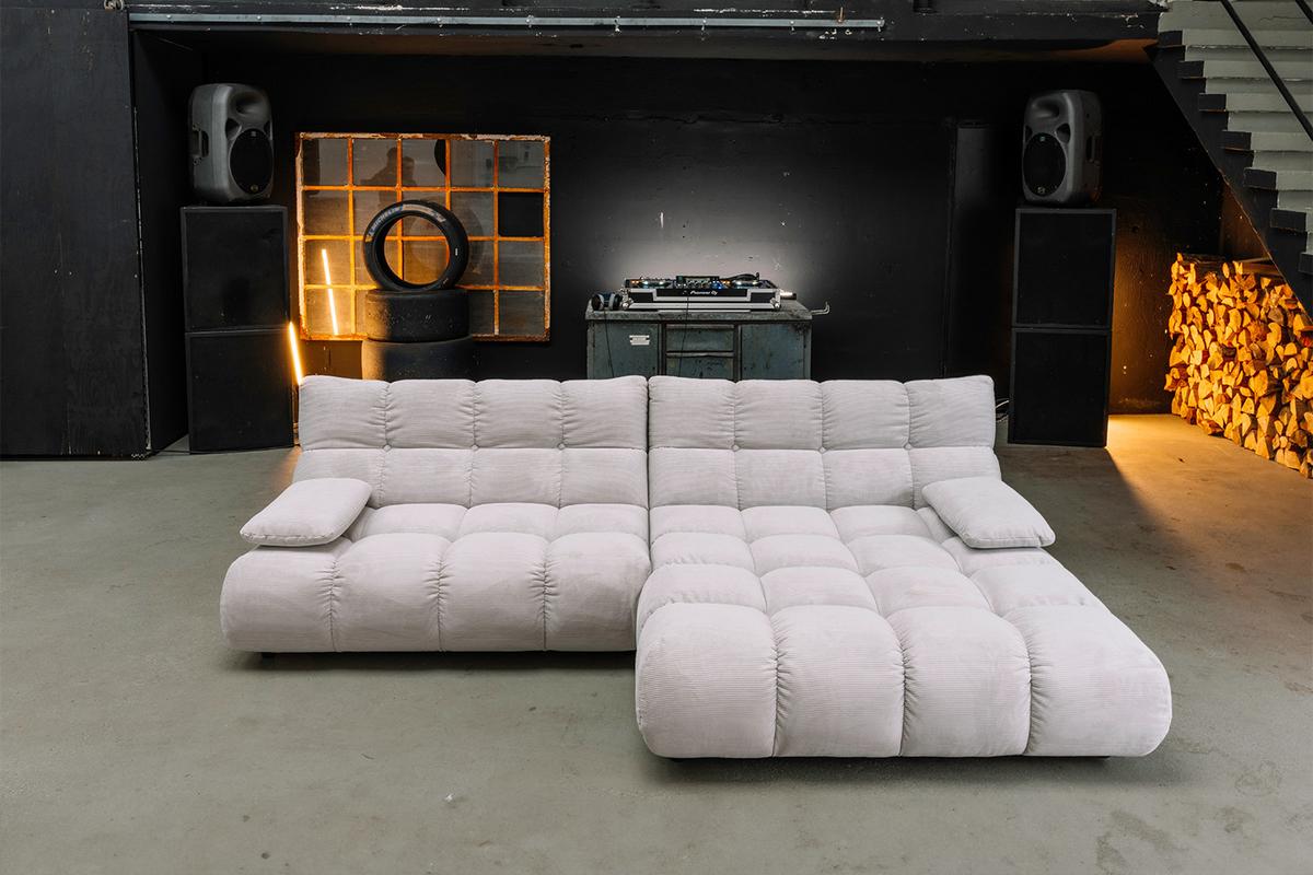SITZGRUPPE VIVIEN 3ER SET Silber Cord (1er-Set) - Silberfarben, Kunststoff/Textil (510/85/359cm) - KAWOLA