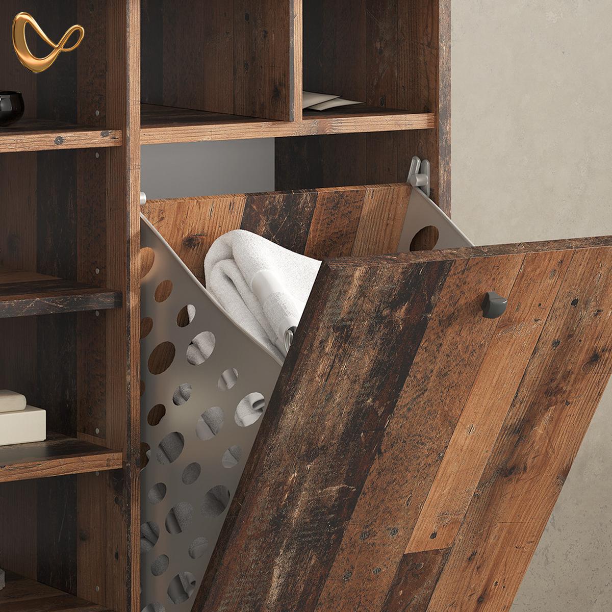 BADSCHRANK Fucino Eiche rustikal 78.4 x 91.6 cm - Wildeiche, Holzwerkstoff (78.4/91.6/34cm) - Livinity®