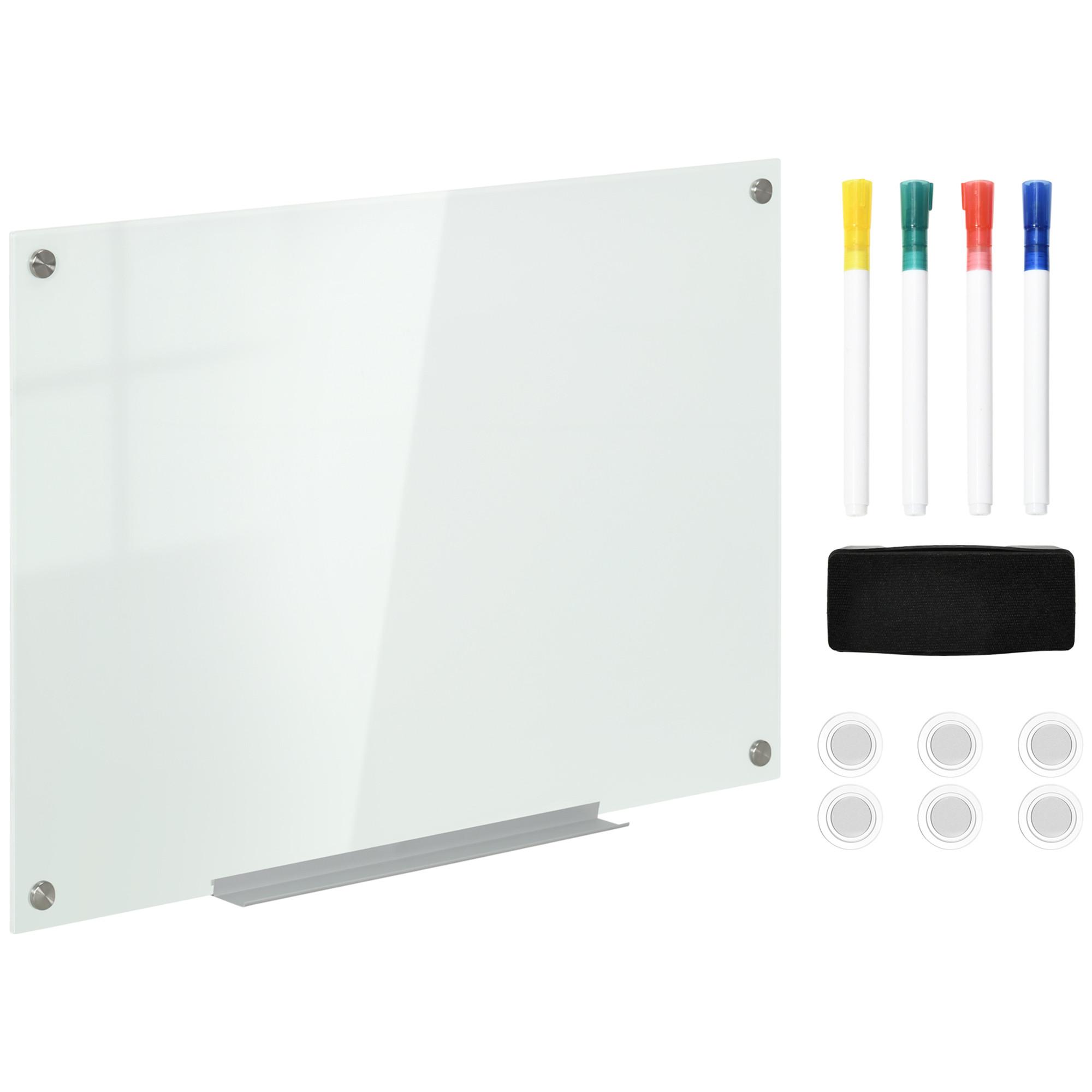 WHITEBOARD Magnetisch Magnettafel mit 4 Markern 10 Magnet abwischbar 90 x 60 cm - Weiß, Kunststoff (60/0.4/90cm) - Vinsetto