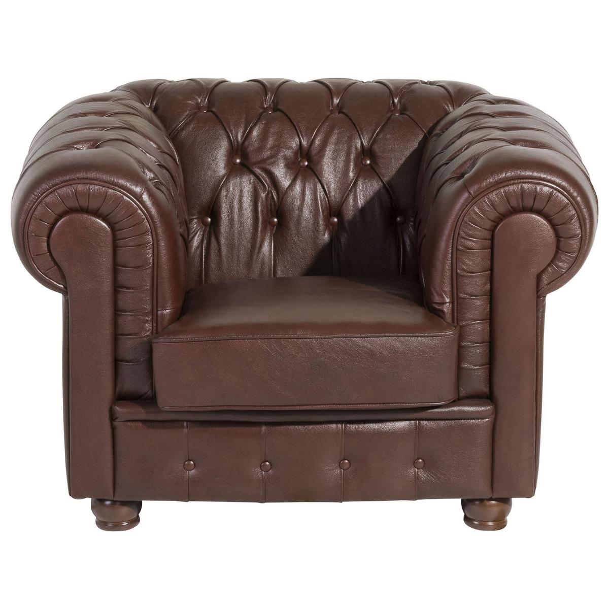 SESSEL Kalea Bezug Wischleder Buche nussbaum dunkel / braun - Braun, Leder (110/76/98cm) - 58aufmkessel