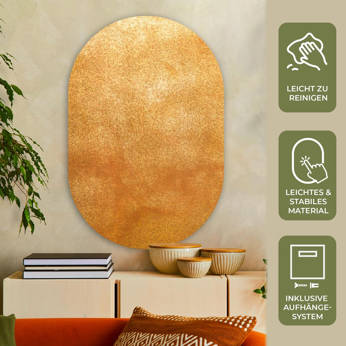 WANDBILD Eisen - Rost - Gold - Metall - Luxus Deko Groß 80x120 cm - Goldfarben, Kunststoff (80/120cm) - MuchoWow
