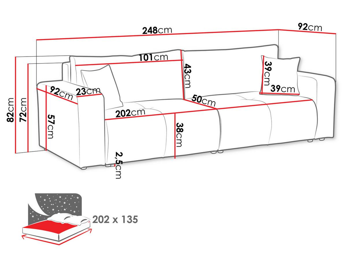 SCHLAFSOFA Furyn Boucle - Dunkelgrau/Schwarz, Holzwerkstoff/Kunststoff (248/82/92cm) - MIRJAN24