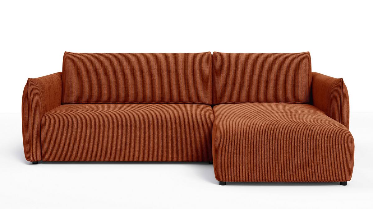 ECKSOFA TAUER 3-Sitzer links, orange - Schwarz/Orange, Holz/Textil (248/173cm) - Wozimo
