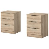 NACHTTISCH 2er Set Eiche Sonoma 45 x 60 cm, Nachtkommode in Komforthöhe - Eichefarben/Schwarz, Holzwerkstoff/Kunststoff (45/60/40cm) - Inn.Furn