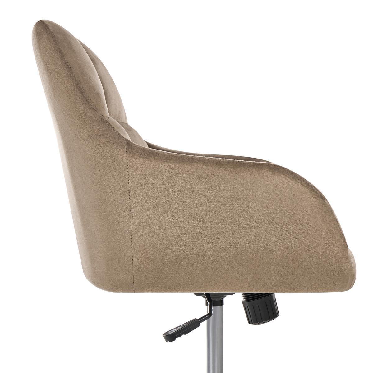 SCHREIBTISCHSTUHL Samtstoff Taupe Palmdale - Taupe, Textil (58/87/61cm) - Beliani