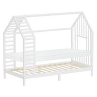 KINDERBETT 90x200 cm mit Matratze Lattenrost & Dach Hausbett aus massivem Kiefernholz Weiß - Weiß, Holz (90/200cm) - ML-DESIGN