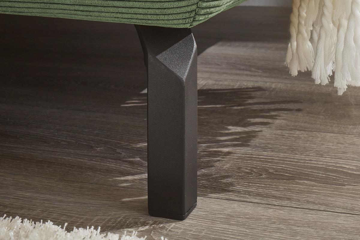 ECKSOFA DELIA Grün Cord - Schwarz/Olivgrün, Textil/Metall (276/219cm) - KAWOLA