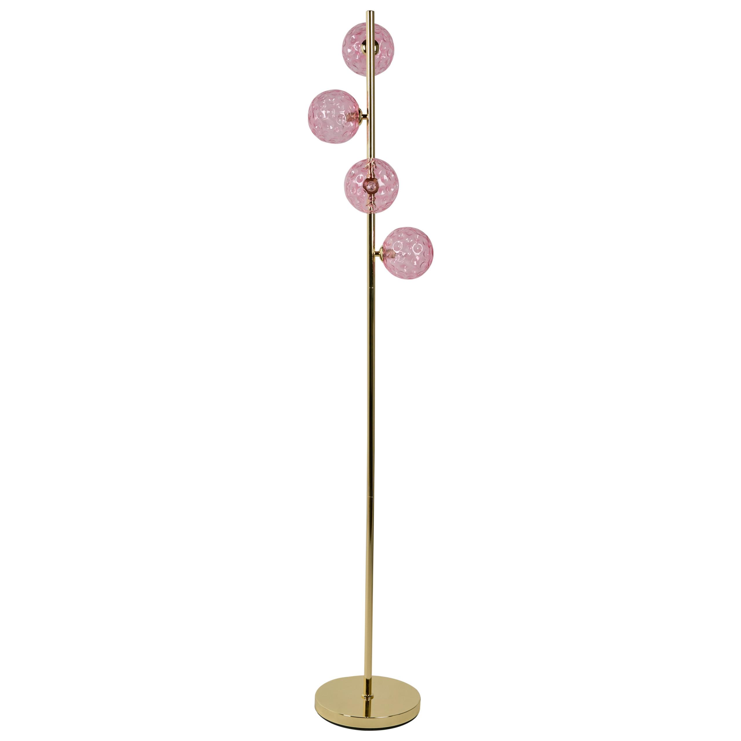 STEHLAMPE Rosa Anadyr - Pink/Goldfarben, Metall (24/24/157cm) - Beliani