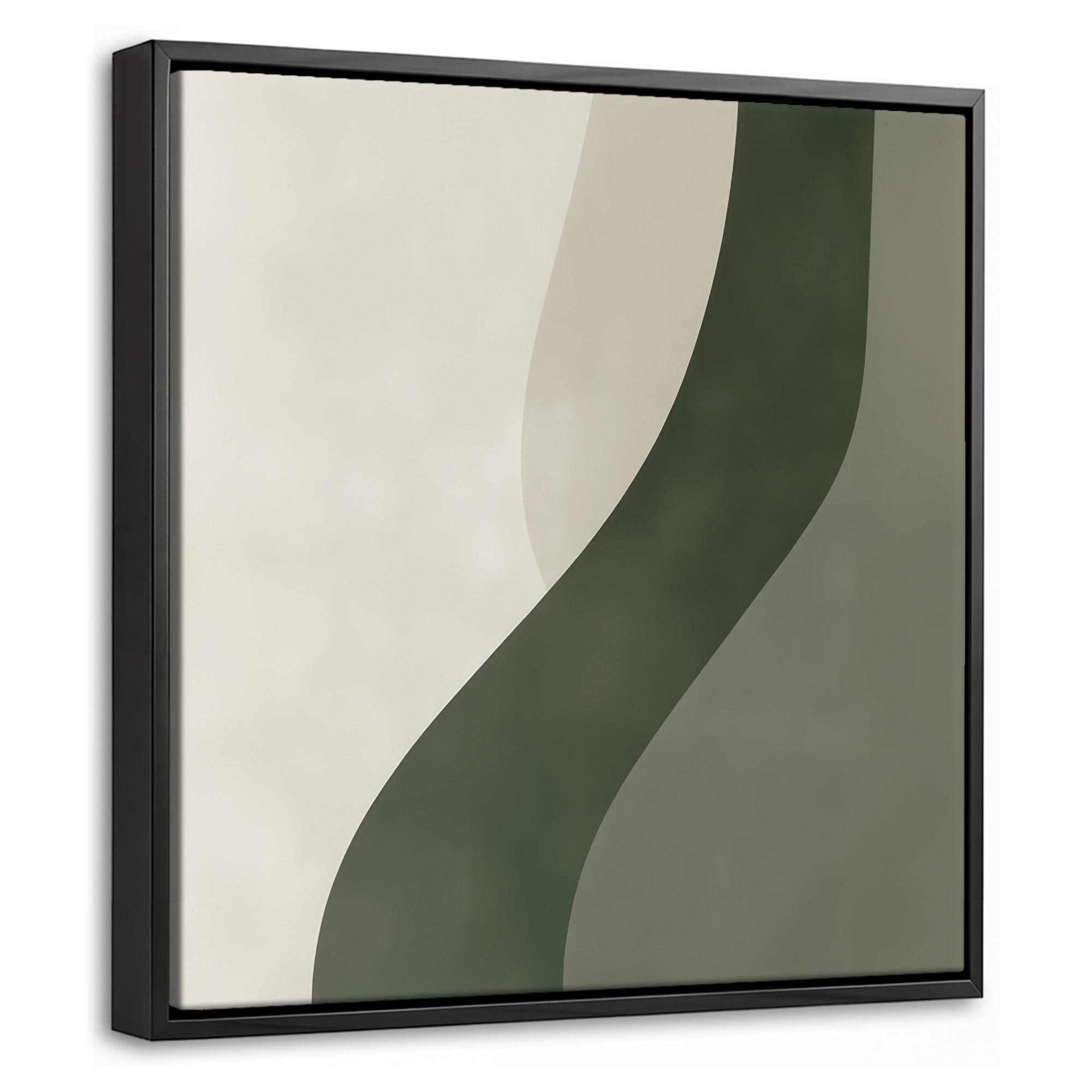 LEINWAND Bilder mit Rahmen - Japandi - Grün - Abstrakt - Modern - 20x20 - Salbeigrün, Textil (20/20cm) - MuchoWow