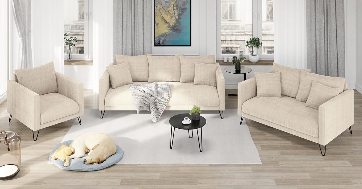 SESSEL Harmony Beige Chenille - Beige/Schwarz, Holz/Textil (80/85/100cm) - S-Style Möbel