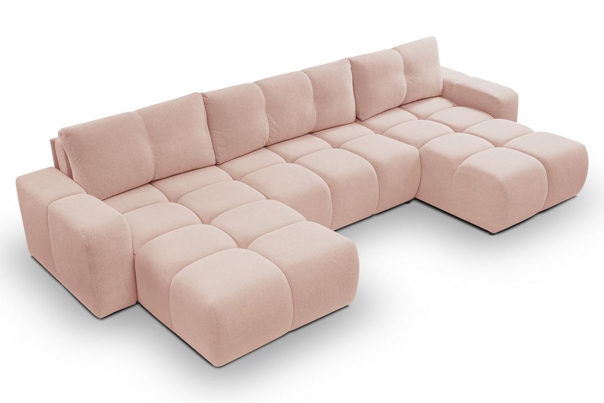 WOHNLANDSCHAFT Hosio Rosa-Creme 359/177/88 cm mit Schlaffunktion - Schwarz/Rosa, Kunststoff/Textil (359/88/177cm) - AX Living