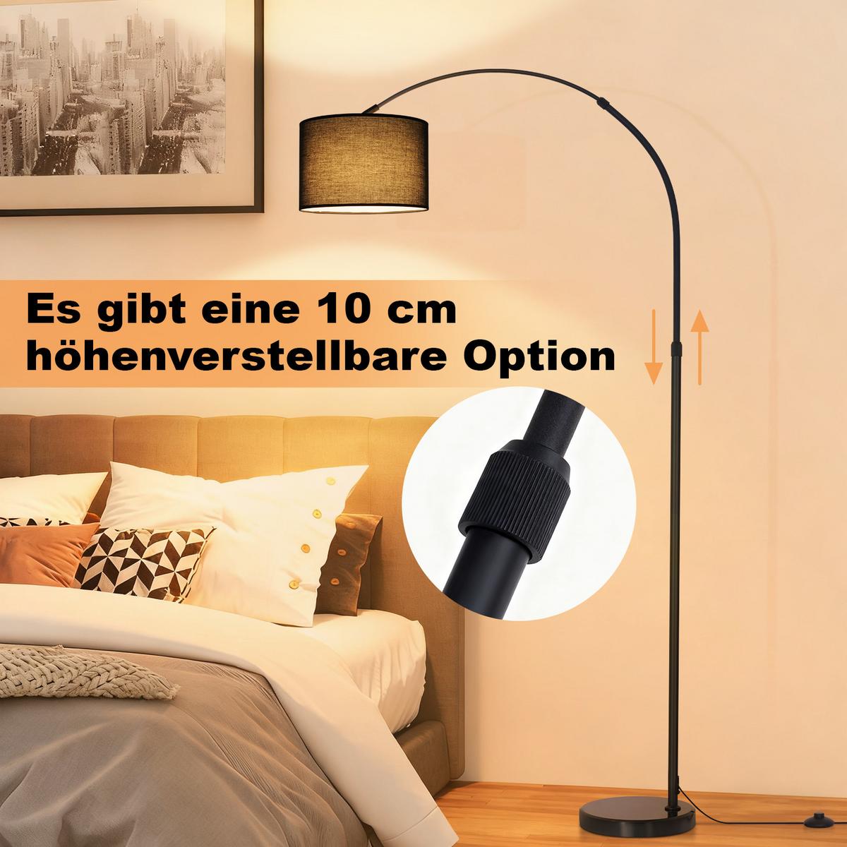 STEHLAMPE Avenirly 30/20/181 cm - Schwarz, Textil/Metall (30/20/181cm) - ZMH