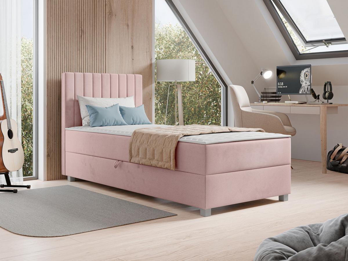 BOXBETT Viki - H3 - Silberfarben/Rosa, Holzwerkstoff/Kunststoff (90/200cm) - MIRJAN24