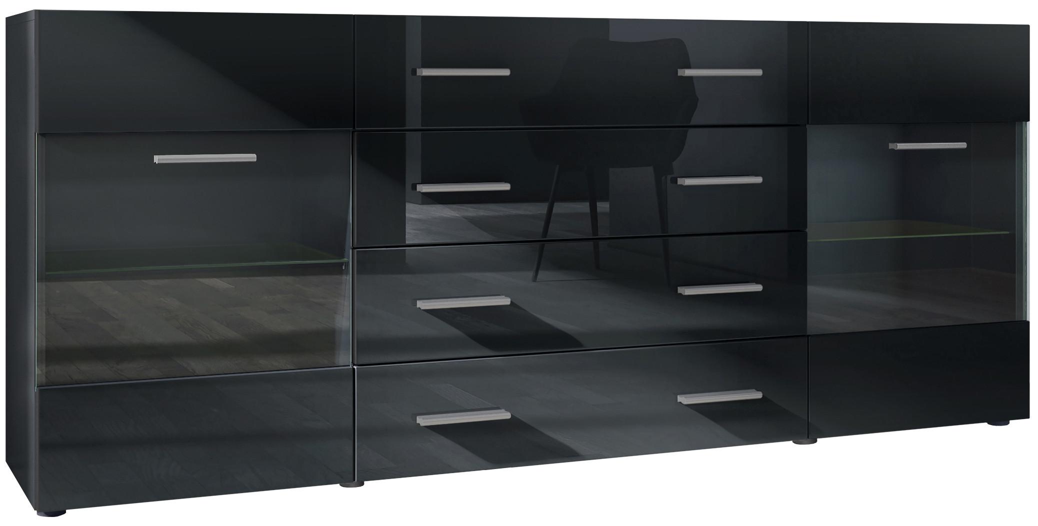 SIDEBOARD Carlos Schwarz Hochglanz - Schwarz Hochglanz, Holzwerkstoff (166/72/35cm) - Vladon