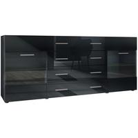 SIDEBOARD Carlos Schwarz Hochglanz - Schwarz Hochglanz, Holzwerkstoff (166/72/35cm) - Vladon
