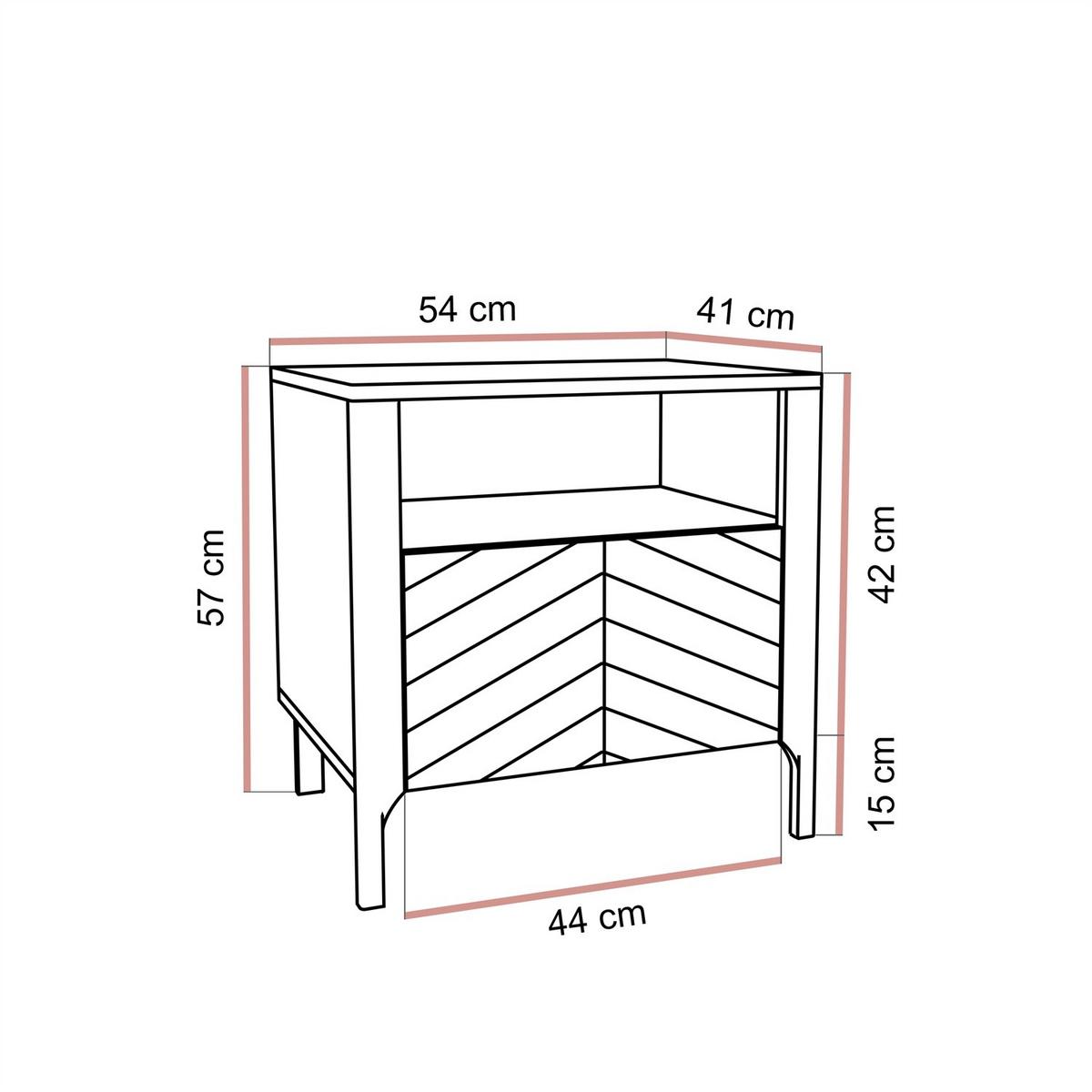 NACHTTISCH LUMI, Kaschmir - Kaschmir, Holzwerkstoff (54/57/41cm) - Lookway