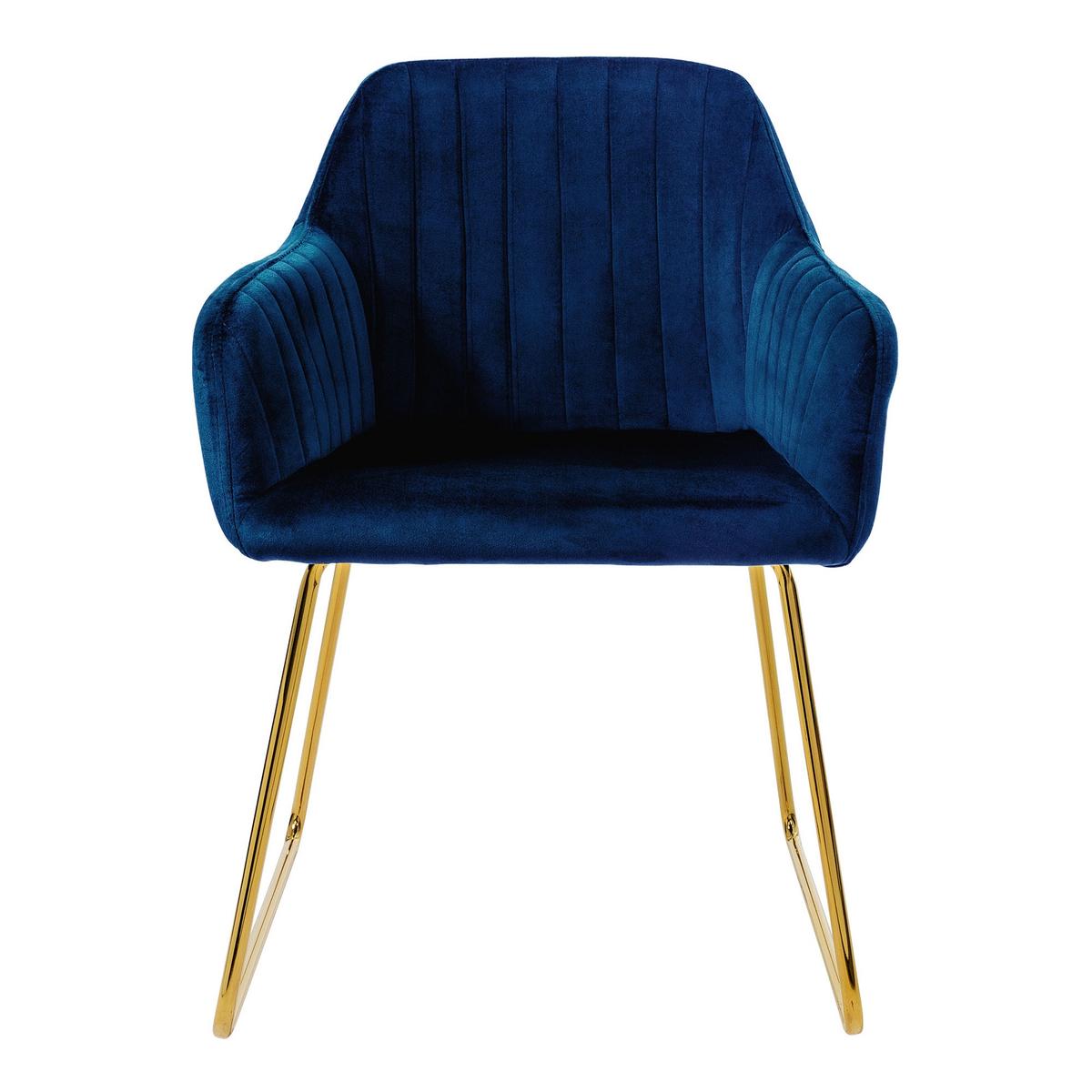 ESSZIMMERSTÜHLE 2er Set Blau Samt - Blau/Goldfarben, Textil/Metall (60/82/57cm) - ML-DESIGN