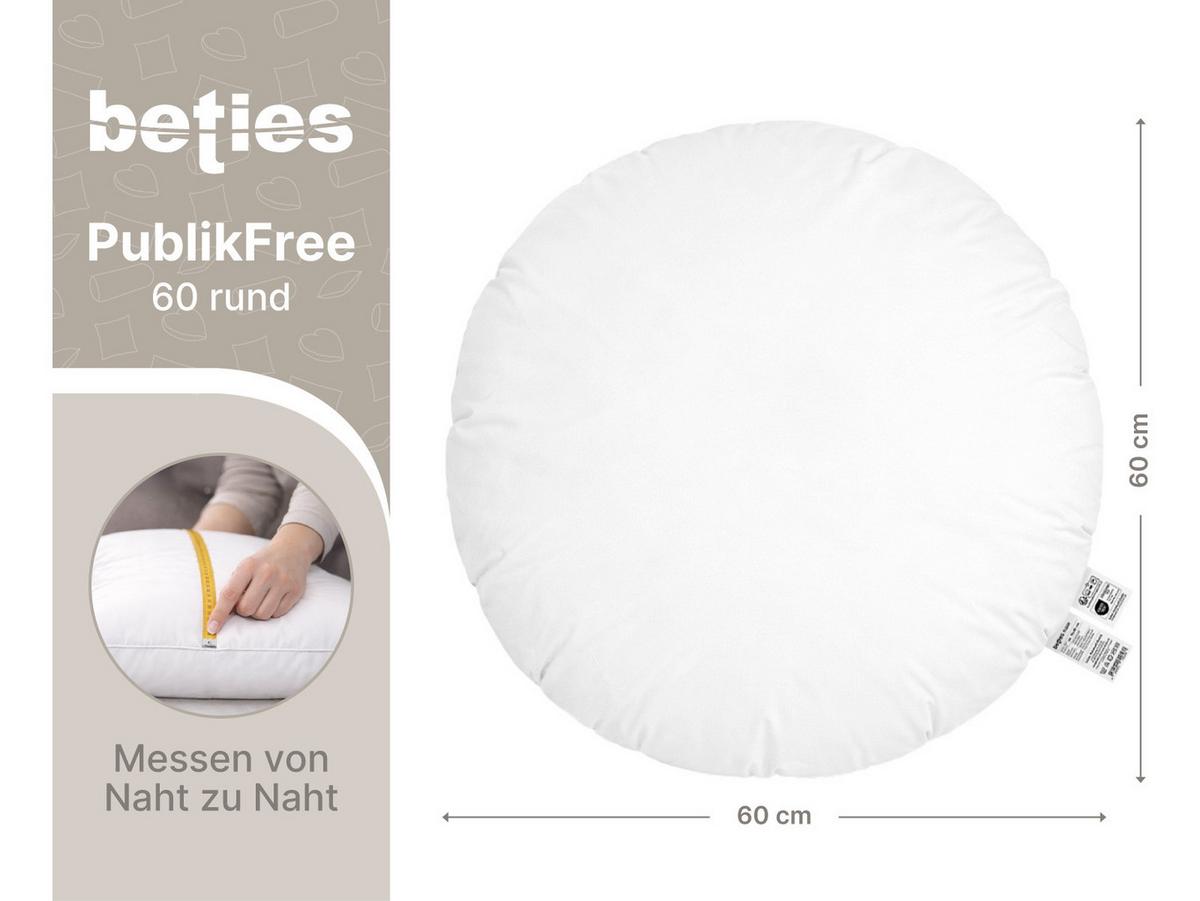 KISSENFÜLLUNG Rund PublikFree Faserbällchen 60 cm Ø - Weiß, Naturmaterialien/Kunststoff (60/60cm) - beties Heimtextil