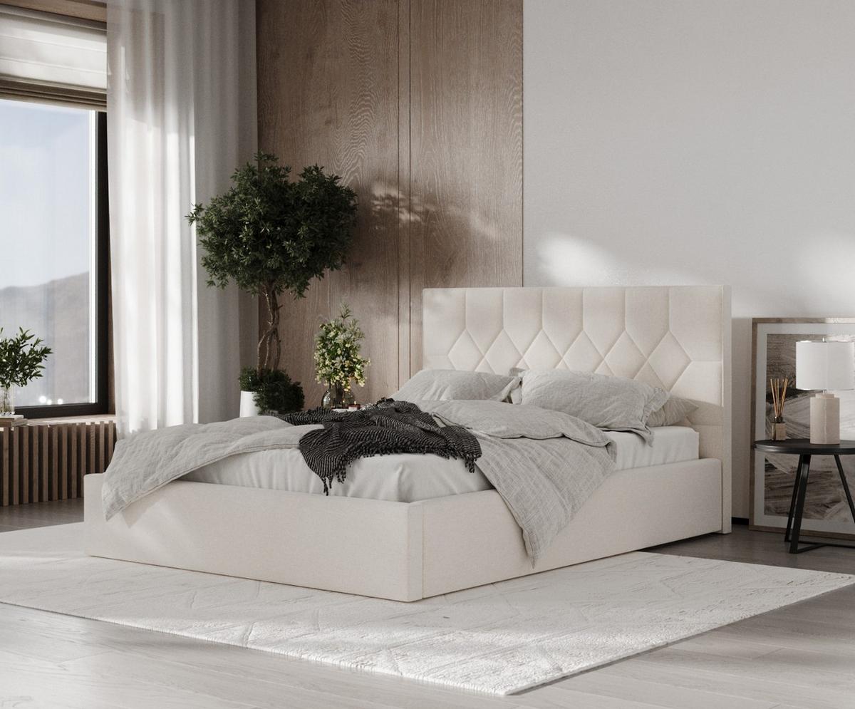 POLSTERBETT Brisa 140/200 cm Ecru im Asti Stoff - Ecru/Schwarz, Holz/Holzwerkstoff (140/200cm) - AltaBeds