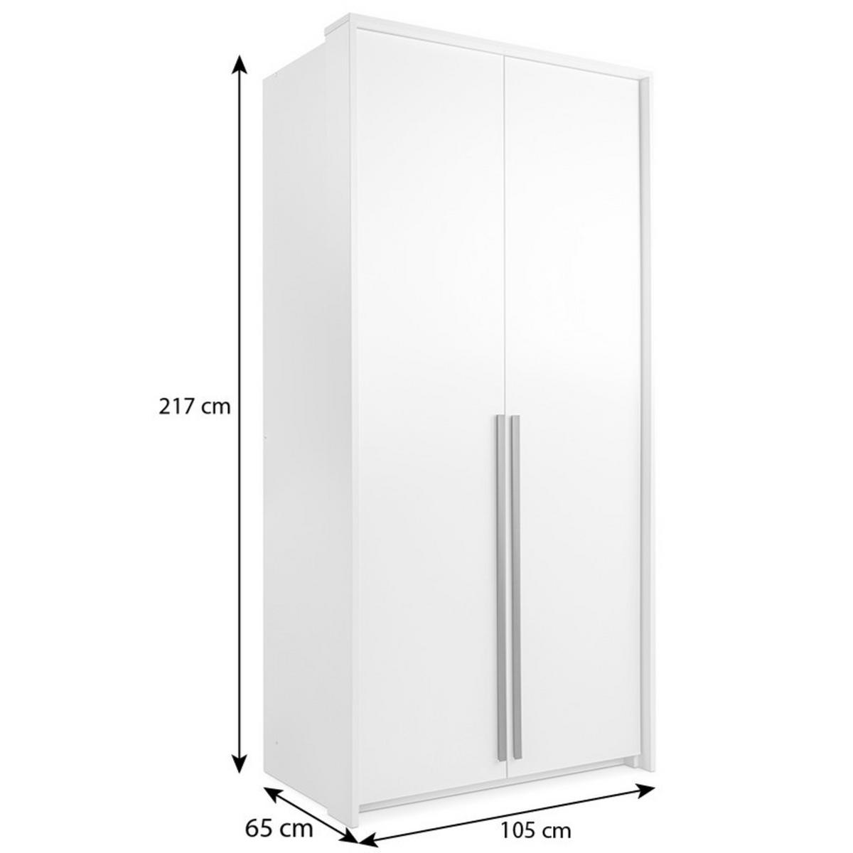 DREHTÜRENSCHRANK Giana mit 2 Türen, 105 cm, Weiß - Weiß, Holzwerkstoff (105/217/65cm) - Beautysofa