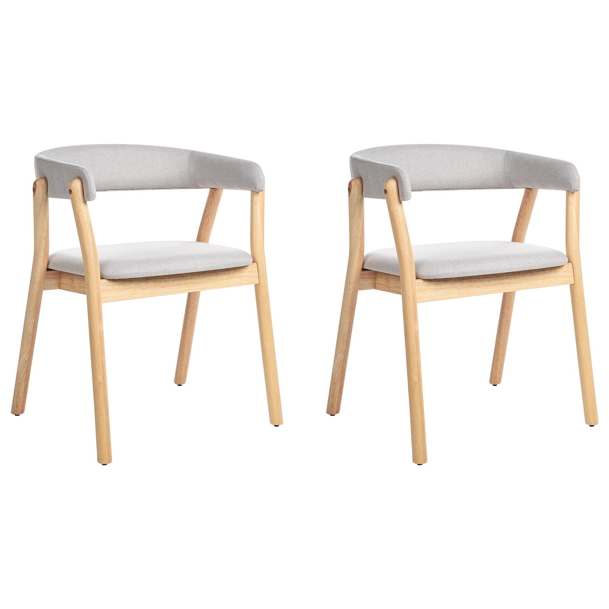ESSZIMMERSTUHL 2er-Set Hellgrau Mylo - Hellgrau/Braun, Textil (58/77/56cm) - Beliani