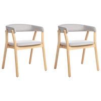 ESSZIMMERSTUHL 2er-Set Hellgrau Mylo - Hellgrau/Braun, Textil (58/77/56cm) - Beliani