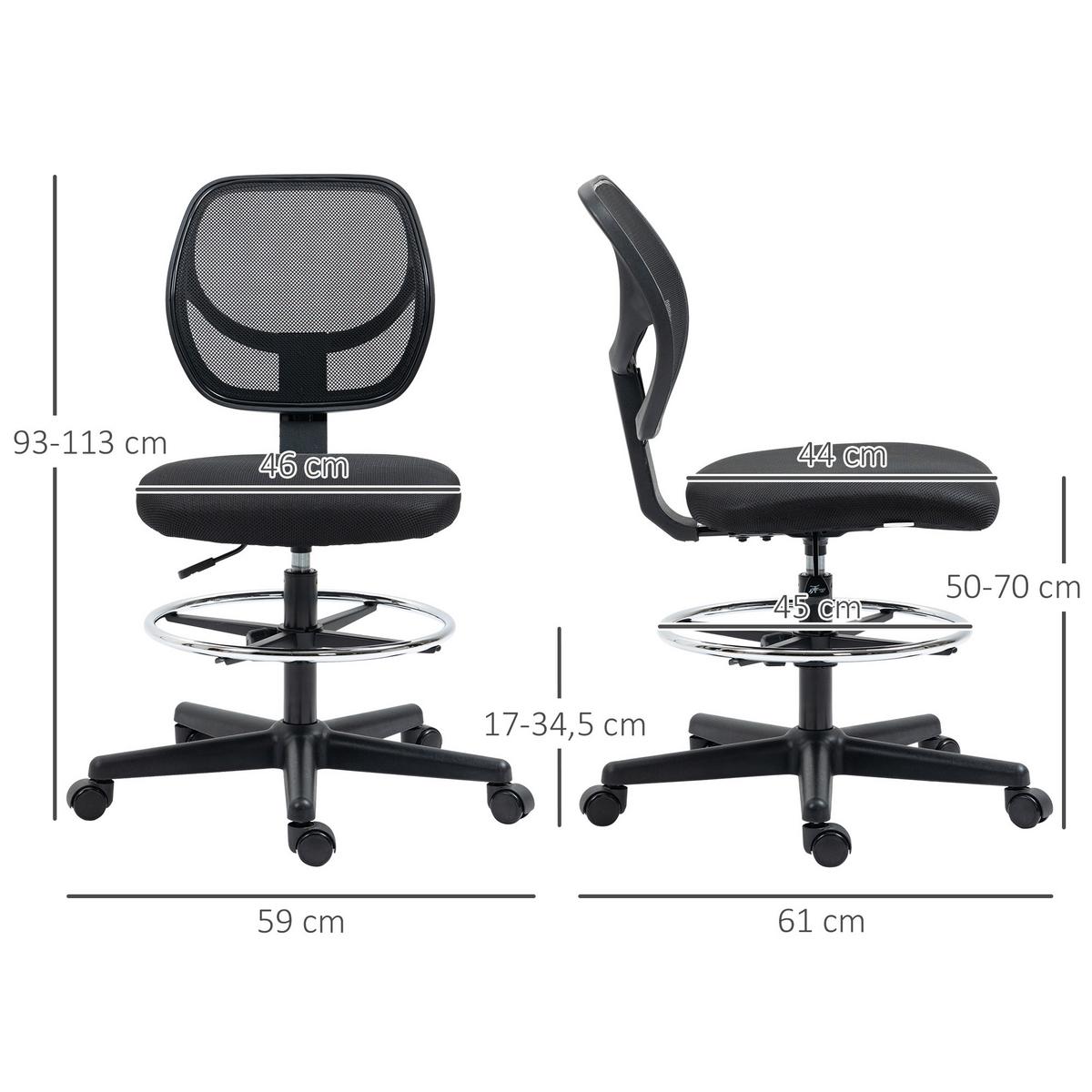 BÜROSTUHL, Ergonomischer, Schwarz - Schwarz, Textil (61/113/59cm) - Vinsetto