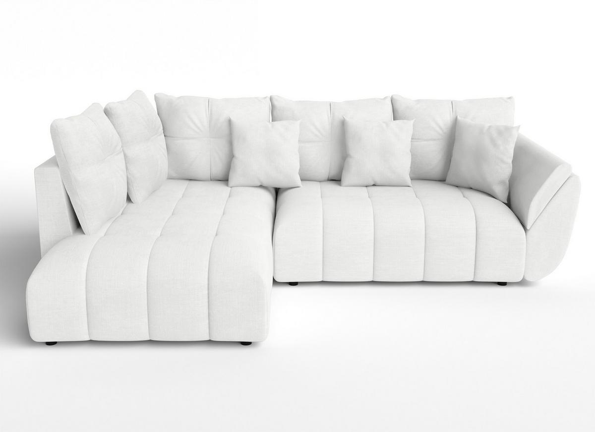 ECKSOFA L Form Corleone Weiß 268/192/96 cm mit Schlaffunktion - Schwarz/Weiß, Kunststoff/Textil (268/192cm) - AX Living