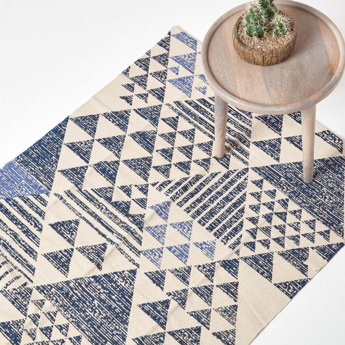 BAUMWOLLTEPPICH Delphi geometrisch 120/170 cm - Blau, Textil (120/170cm) - Homescapes
