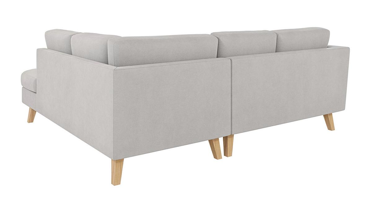 ECKSOFA Mario Silber Microfaser - Silberfarben/Naturfarben, Buchenholz/Textil (221/186cm) - S-Style Möbel
