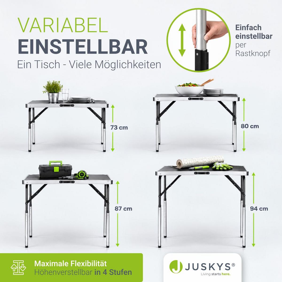 MULTIFUNKTIONSTISCH höhenverstellbar 3er-Set - Schwarz, Holz (100/60/73cm) - Juskys