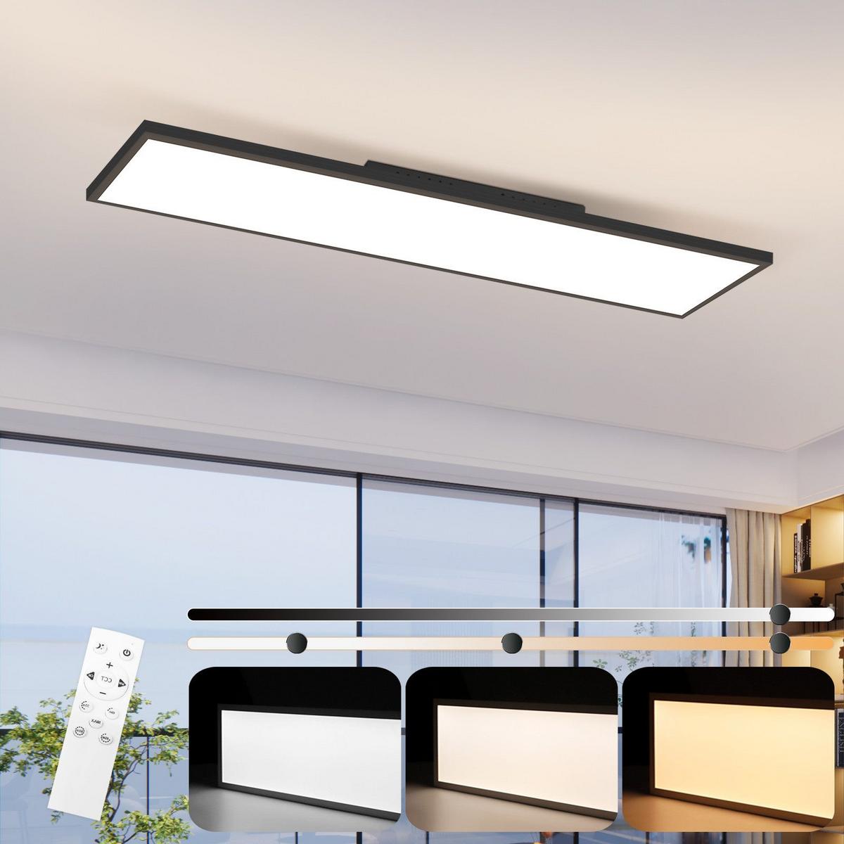 LED-DECKENLEUCHTE Kranzwacht 25.0/5.0/100.0 cm - Schwarz, Metall (100/25/5cm) - ZMH