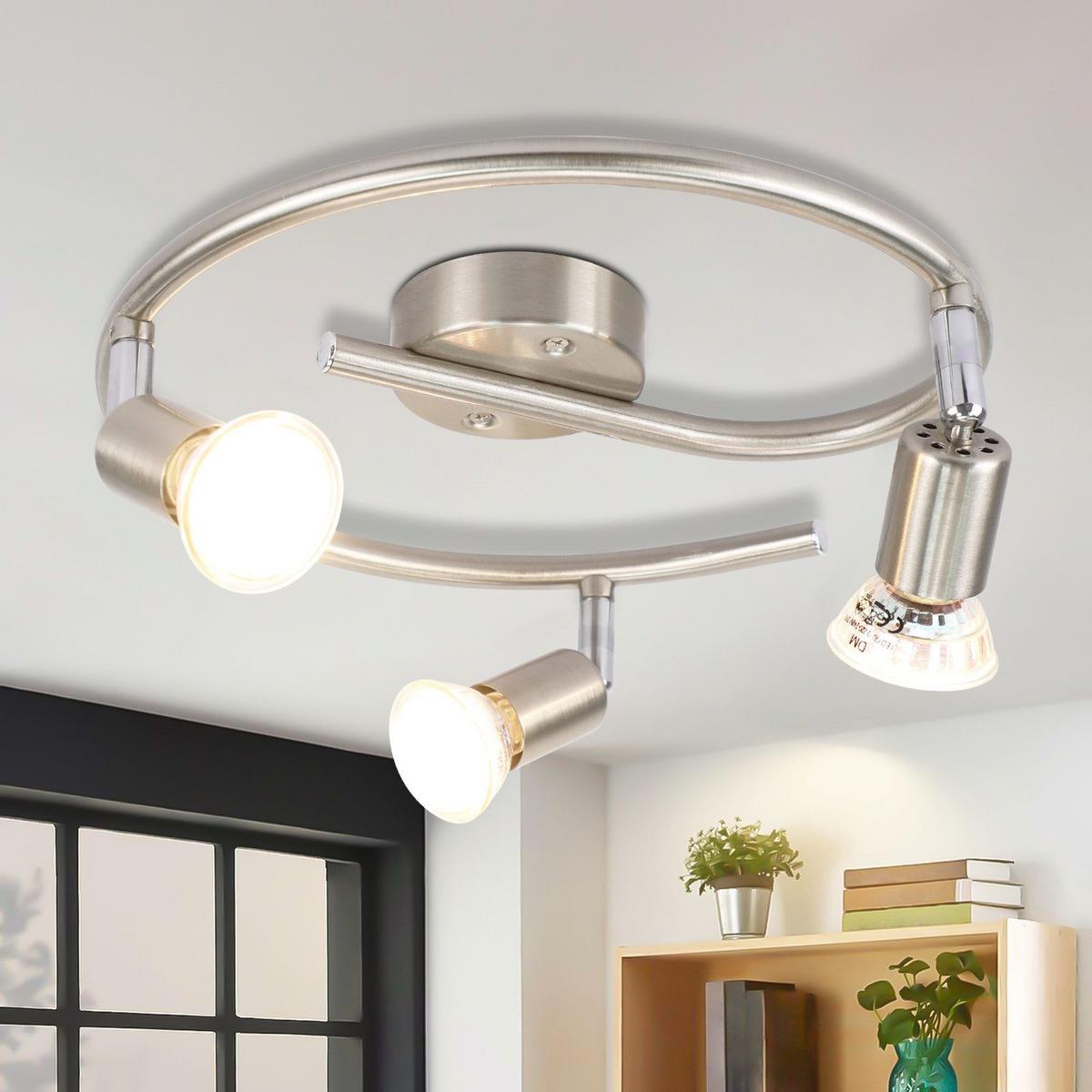 DECKENSTRAHLER Lyng 3-flammig 42/15/42cm - Silberfarben, Metall (42/15/42cm) - Nettlife
