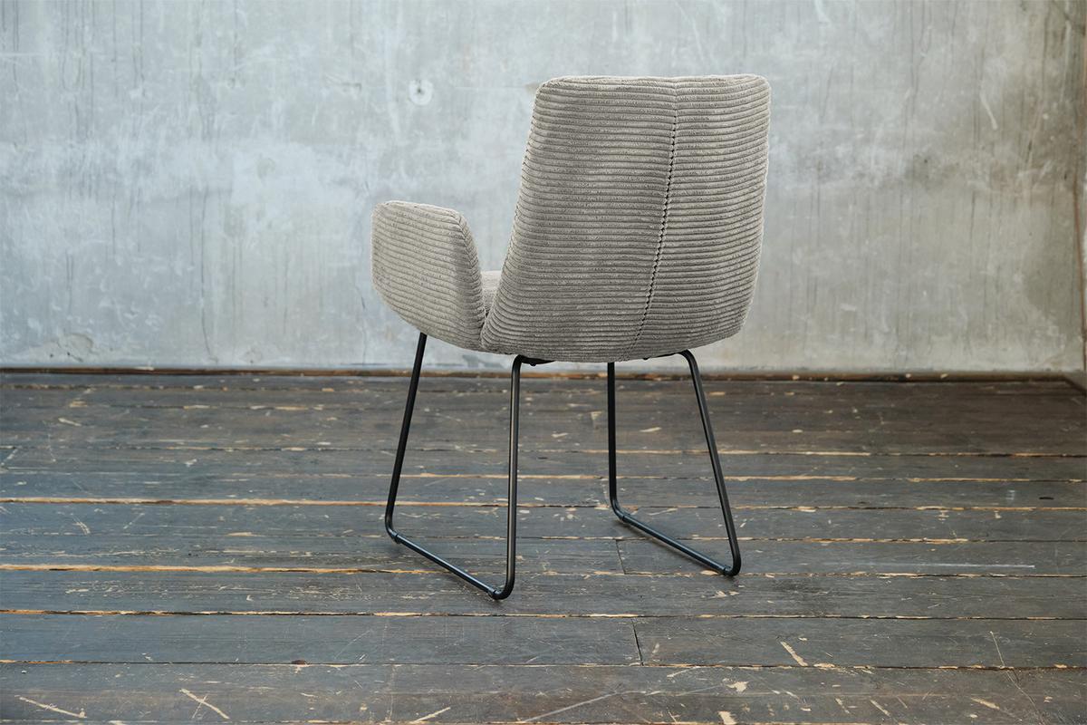 STUHL NEW CHARME Steingrau Cord (1er-Set) - Greige/Grau, Textil (59/87/66cm) - KAWOLA