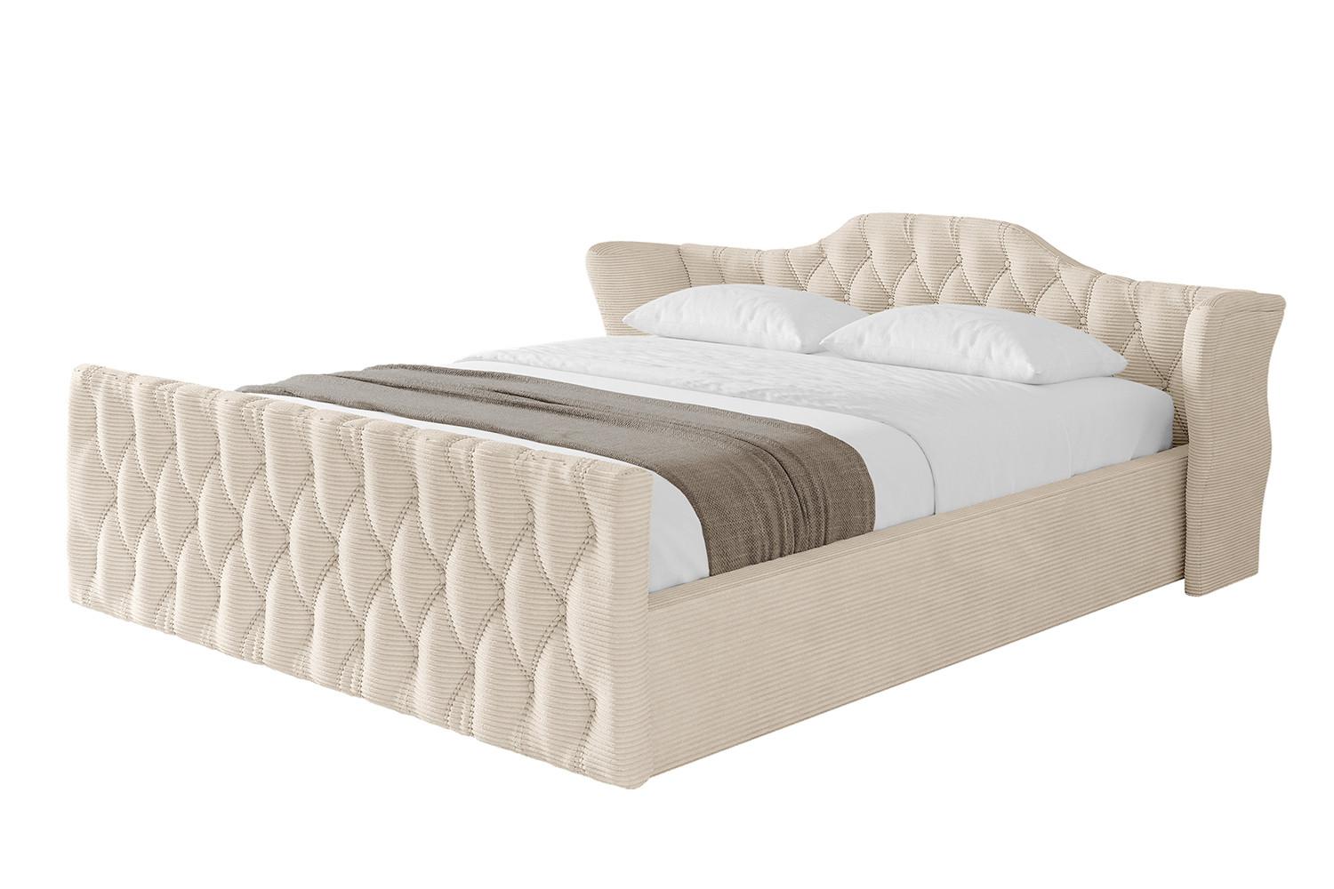 POLSTERBETT mit Bettkasten, Fußteil und Lattenrost, Boxbett ohne Matratze - ZORAN-Z-V1 120x200 Beige - Creme, Holzwerkstoff/Textil (120/200cm) - ALTDECOR