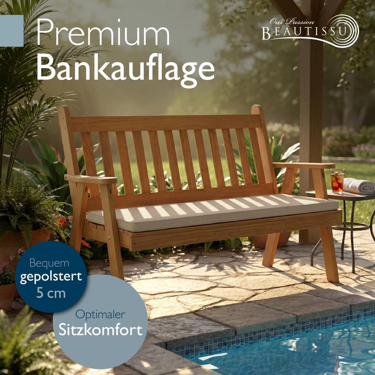 BANKAUFLAGE QD-BK 100x48x5cm Beige - Beige, Textil (48/100cm) - Beautissu 