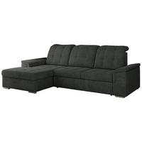 ECKSOFA MADRITO L - Dunkelgrau Struktur - Links - Dunkelgrau/Silberfarben, Textil/Metall (160/256cm)