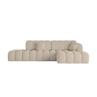 ECKSOFA mit Schlaffunktion Ottomane RECHTS OLEA-L2 321x164x75 Dunkelbeige Bouclé - Hellbraun/Schwarz, Holzwerkstoff/Kunststoff (164/321cm) - ALTDECOR