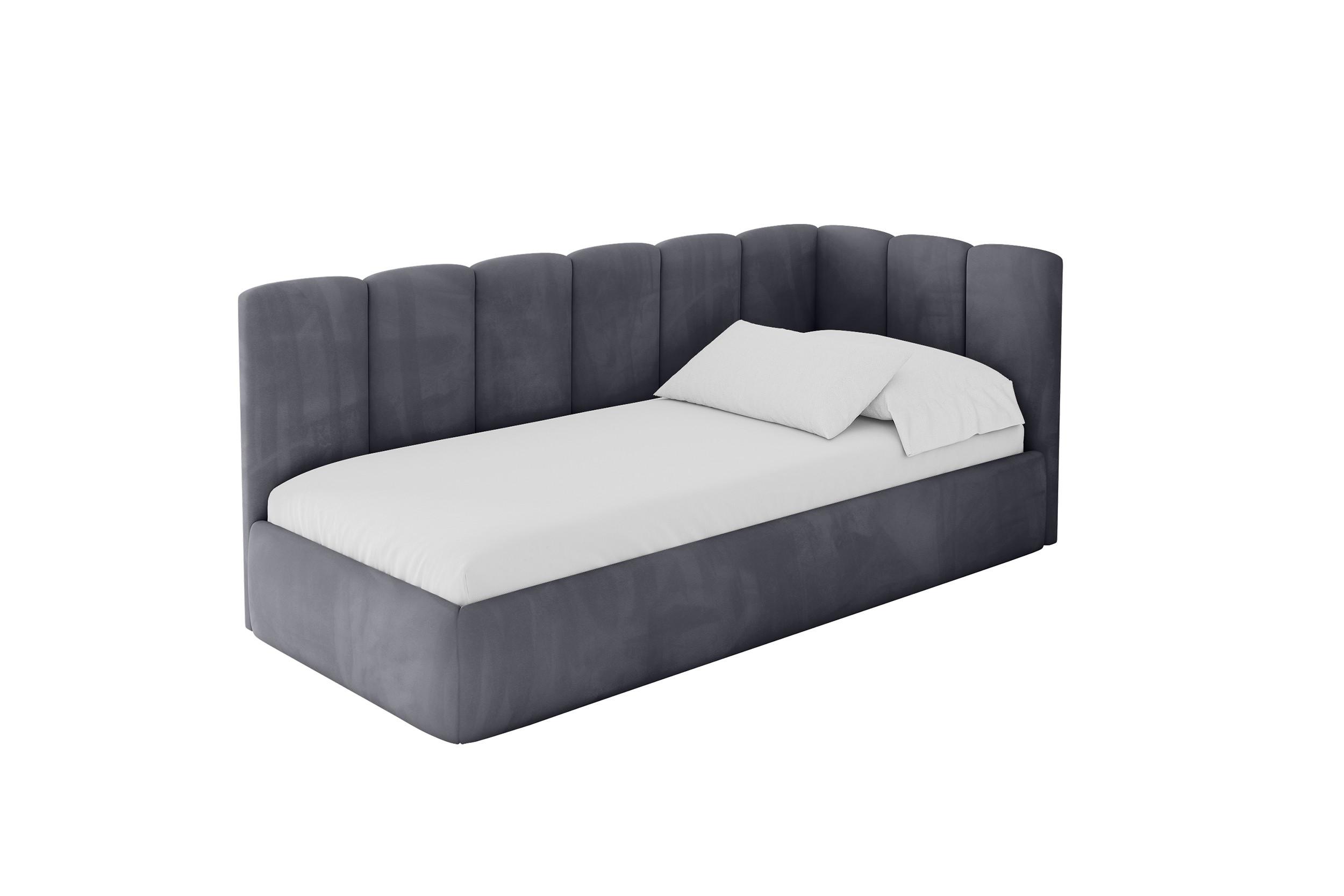 EINZELLBETT Jugendbett mit Bettkasten und Matratze H3/H4, Links - DEXY 100x200 Dunkelgrau - Dunkelgrau, Holzwerkstoff/Textil (100/200cm) - ALTDECOR