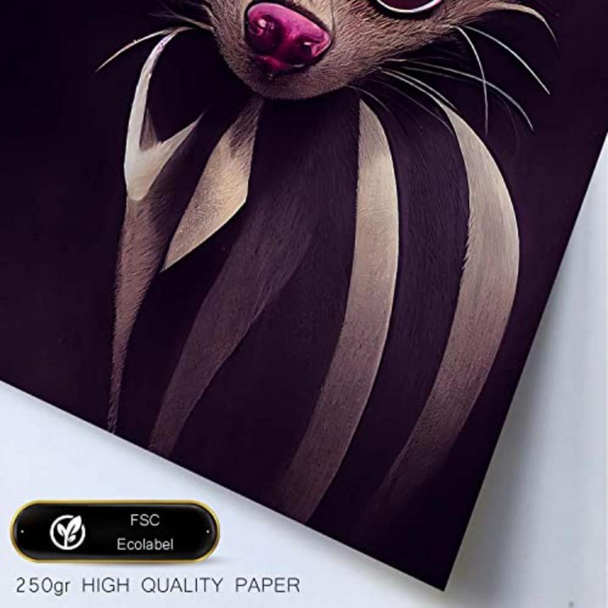 POSTER Set mit 4 Starren Poster im T Burton Goth Stil Tier A4 Weißer Rahmen - Weiß, Papier (29.7/3cm) - Nacnic