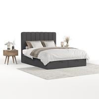 POLSTERBETT Vienna mit Stauraum 120/200 cm Anthrazit im Megan Stoff - Anthrazit/Schwarz, Holz/Holzwerkstoff (120/200cm) - AltaBeds