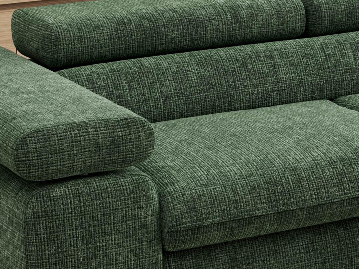 ECKSOFA PABLO L Dunkelgrün Schenille grob gewebt - Rechts Seite - Dunkelgrün/Schwarz, Textil/Metall (273/208cm) - MKS