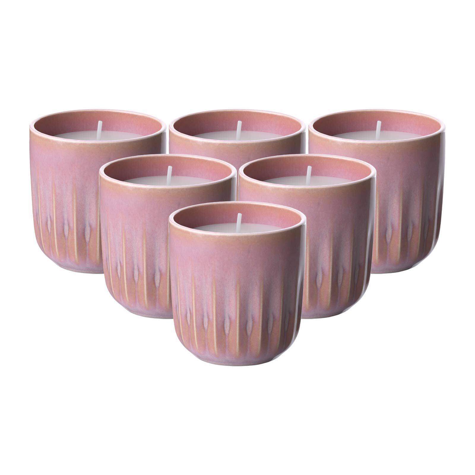 DUFTKERZEN SUNKISSED Perlemor Home Coral rosa ø 8,5 x 9 cm 6er Set - Rosa, Naturmaterialien/Keramik (9cm) - like.Villeroy & Boch